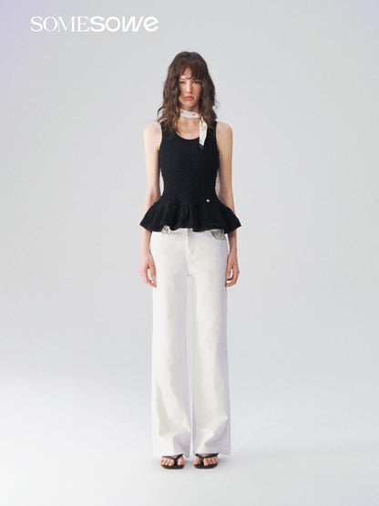 SOMESOWE S2609092 Elastic straight leg white jeans