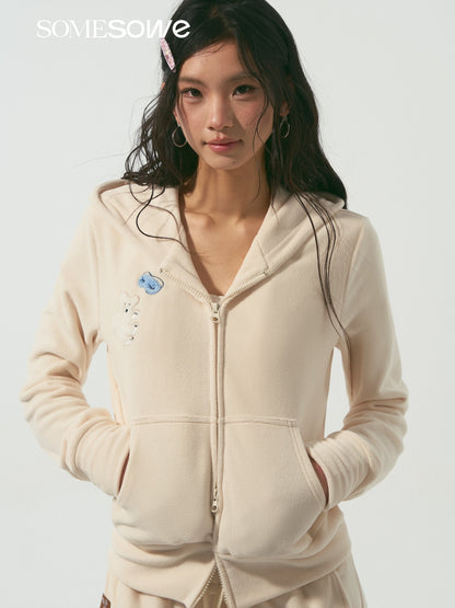 SOMESOWE S2509001&amp;S2509002 Goodnight teddy bear embroidered hooded sweatshirt+sweatpants