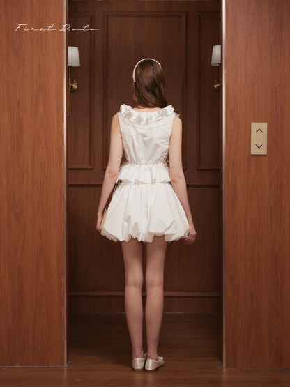 First Date Ruffle edge pleated dress &amp; Top and shorts set