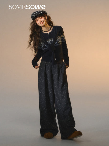SOMESOWE S2508262 Printed butterfly tie woolen trousers