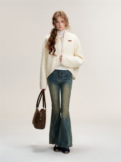 16DEWS 16D25476 Cocoon shaped woolen coat