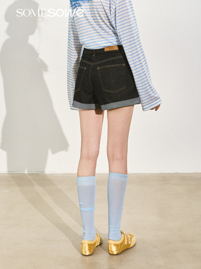 SOMESOWE S2508146 Original color rolled denim shorts