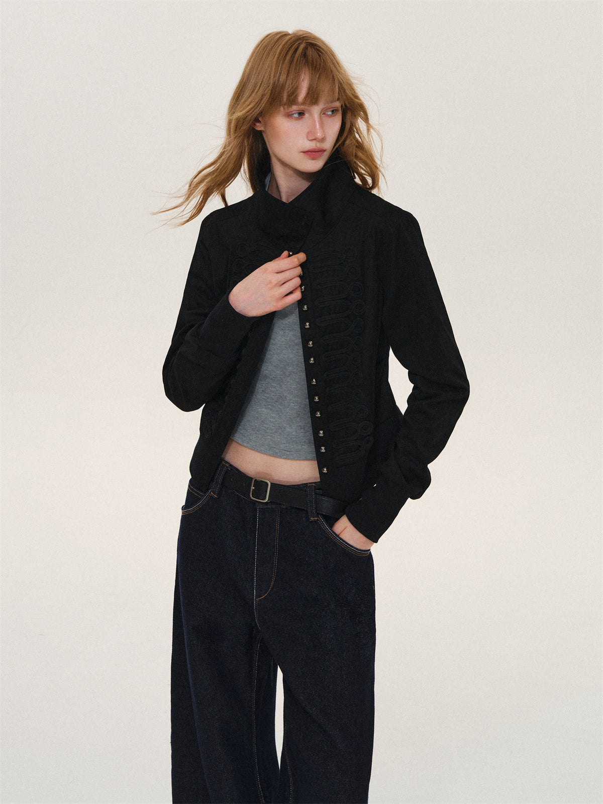Asgony ASG26608 Suede Lace-Trim Jacket