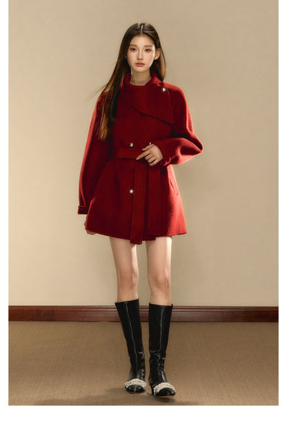 OShea 4D01D1036 Lapel Midi Coat-red