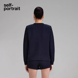 Self-Portrait NAVY BLUE V NECK CARDIGAN