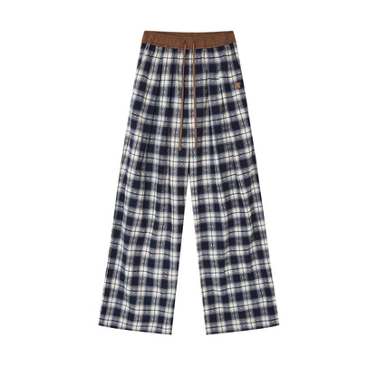 SOMESOWE S2508220 Lazy plaid wide leg casual pants