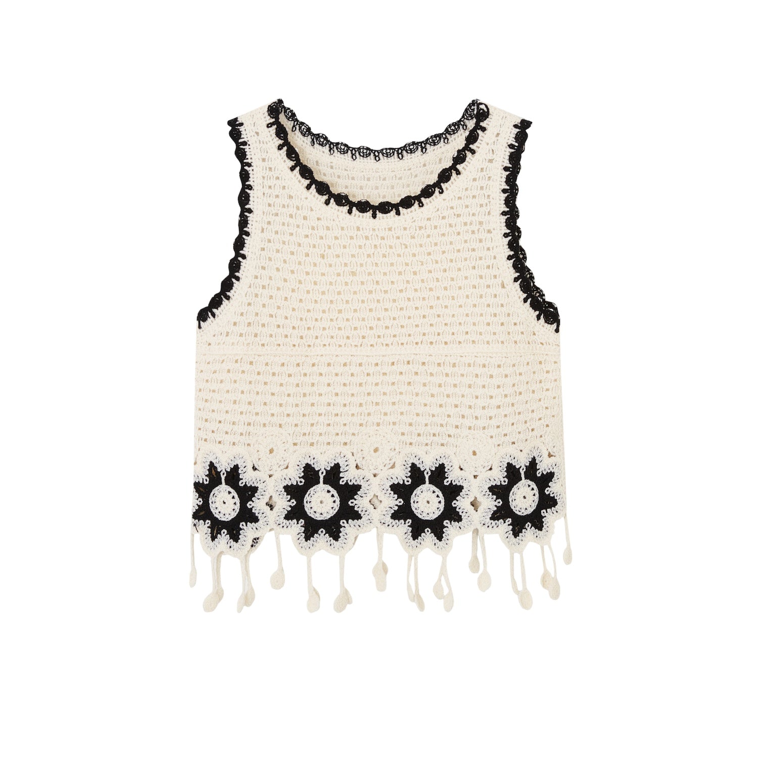 SOMESOWE S2508094 Tassel flower crochet vest