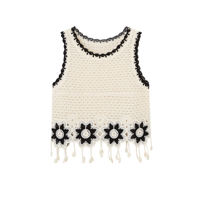 SOMESOWE S2508094 Tassel flower crochet vest