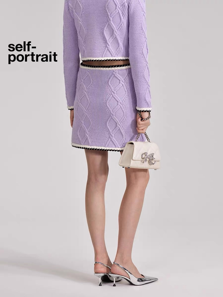 Self-Portrait PURPLE CONTRAST MINI SKIRT