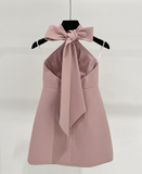 Lism Bow Halter Mini Dress(4color)