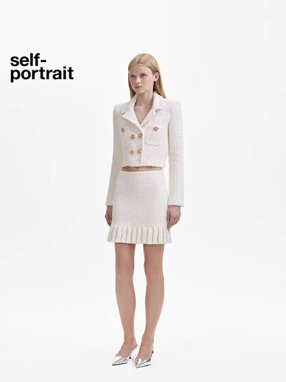 Self-Portrait WHITE BOUCLE JACKET