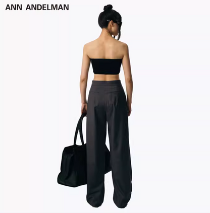 ANN ANDELMAN Loose Suit Pants(2color)