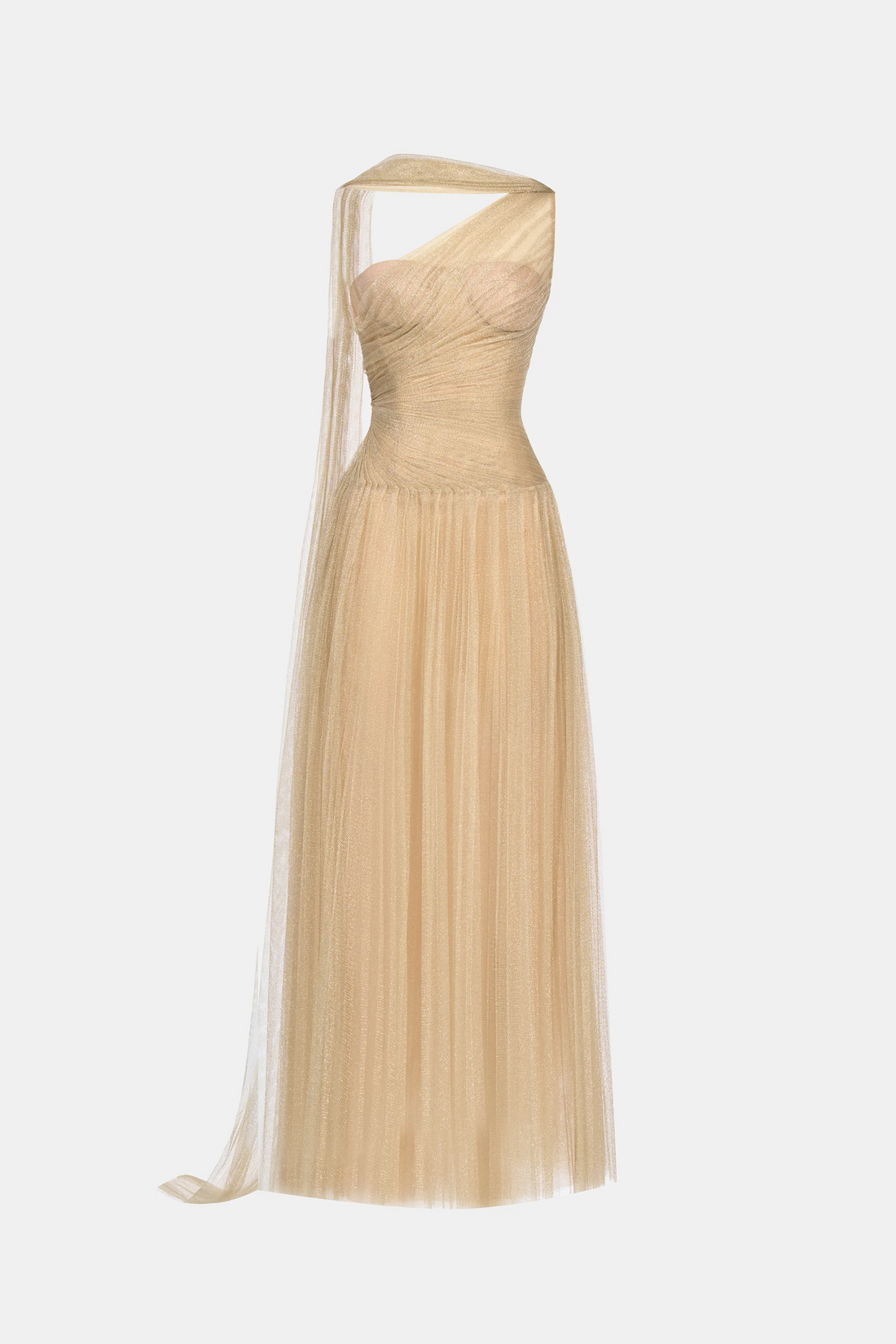 Montsand Draped Maxi Dress-Gold