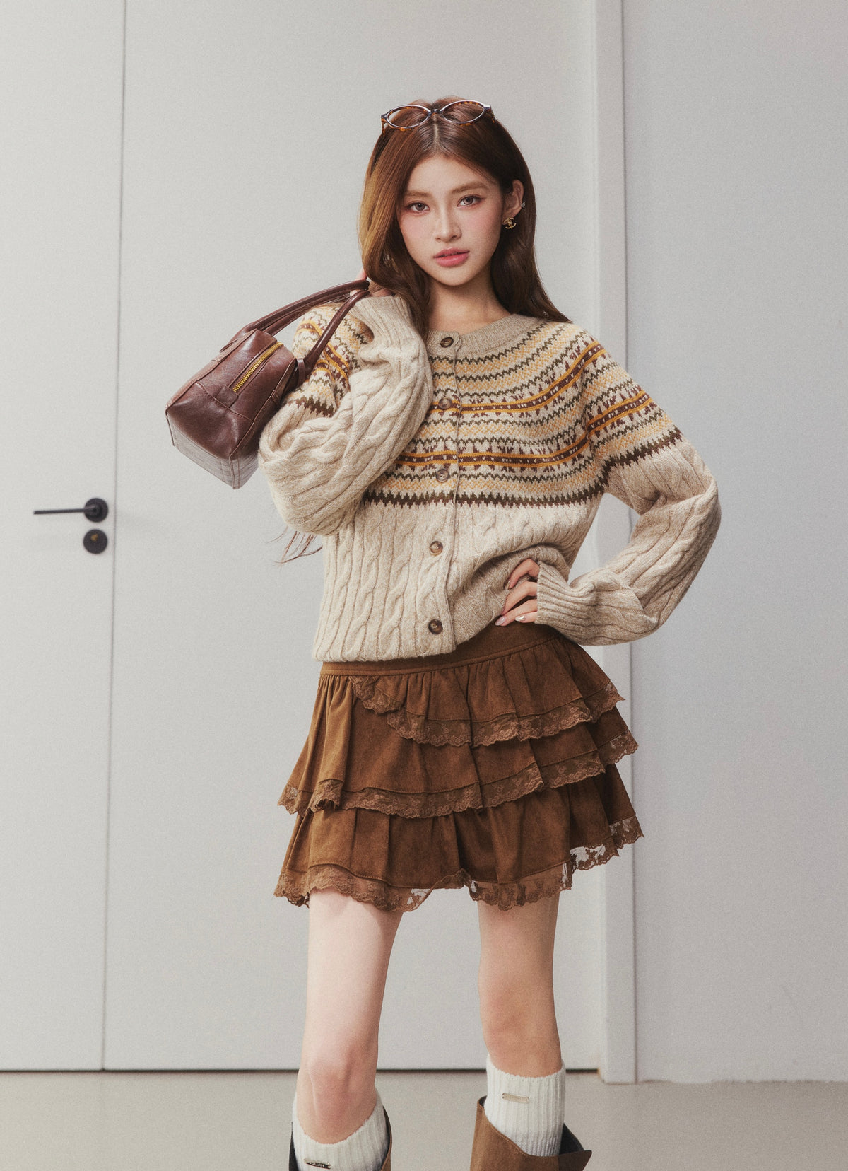 OTEBANBASS Ote260903 Fur Collar Tie-Detail Knit Sweater