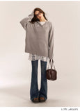 AsGony ASG24554/ASG24553 Grey Sweater & Lace Dress