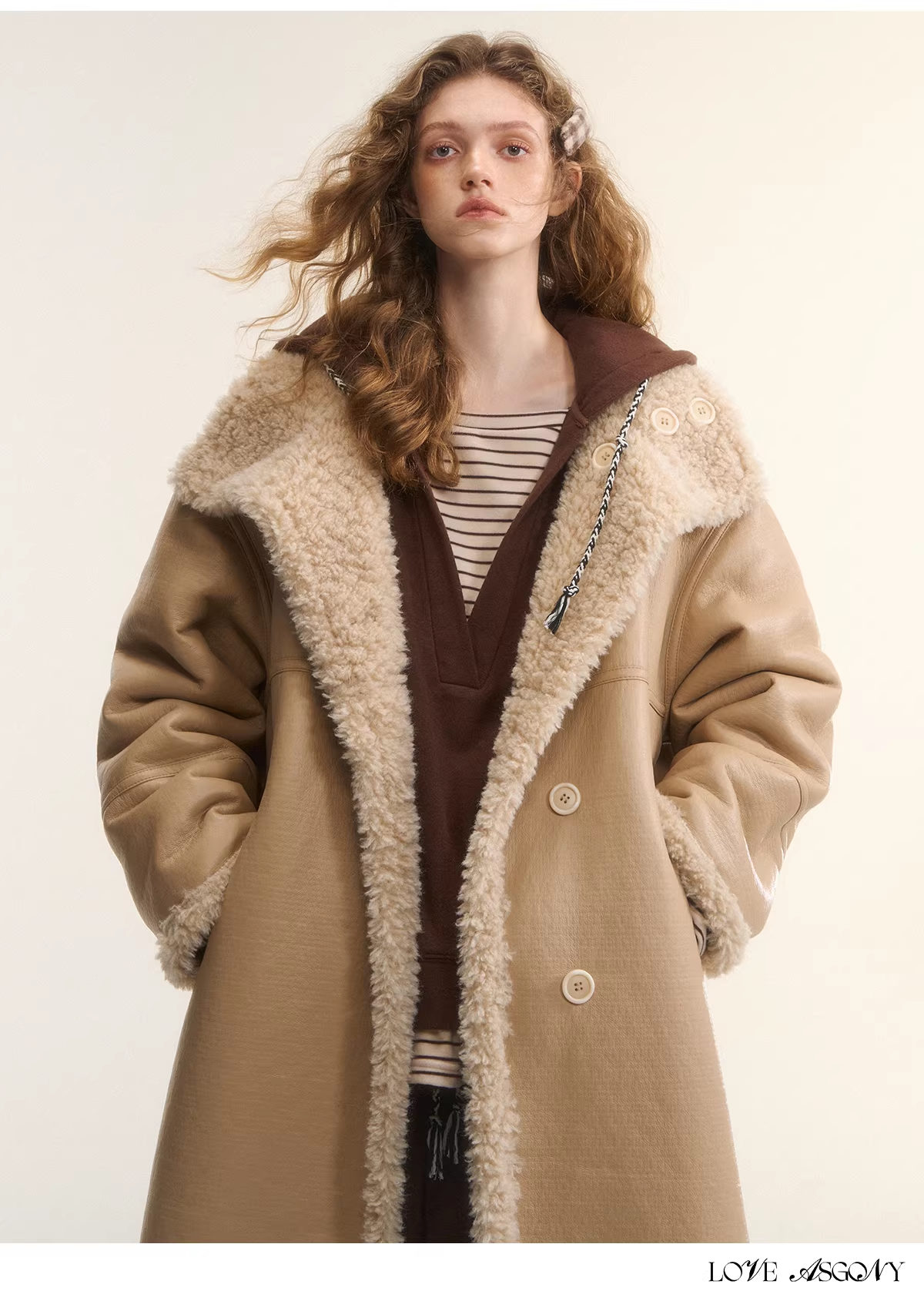 AsGony ASG25560 double-sided long sherpa coat(2color)