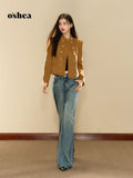 OShea Caramel Jacket & High Waist Jeans