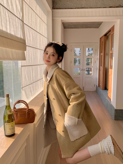 Momonana Light Brown Loose Lapel Coat
