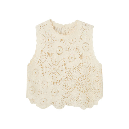 SOMESOWE S2508107&amp;S2508118 Embroidered hollow flower vest + skirt set