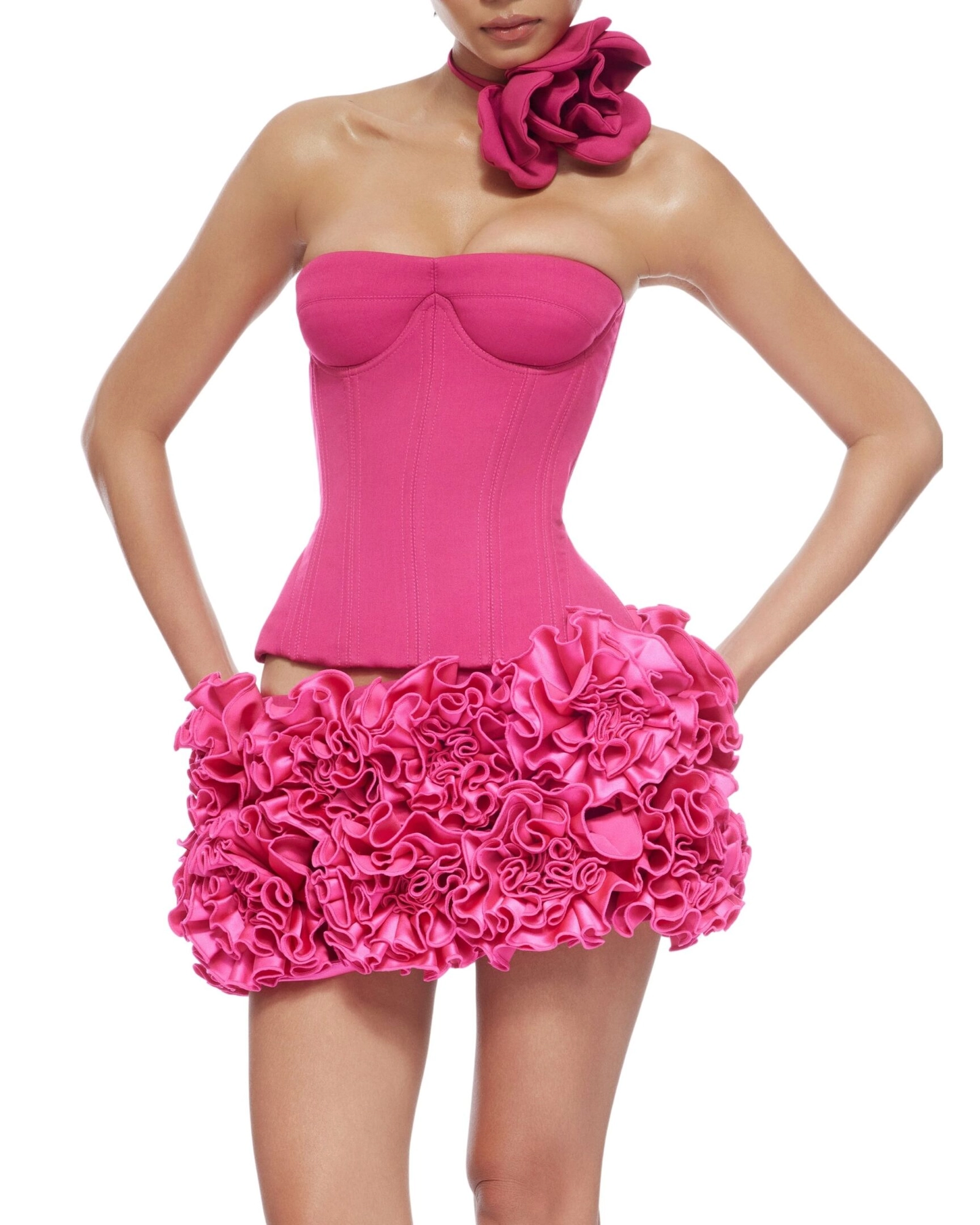 FANCì CLUB  [Best Seller] Hand-embroidered Rose Mini Skirt