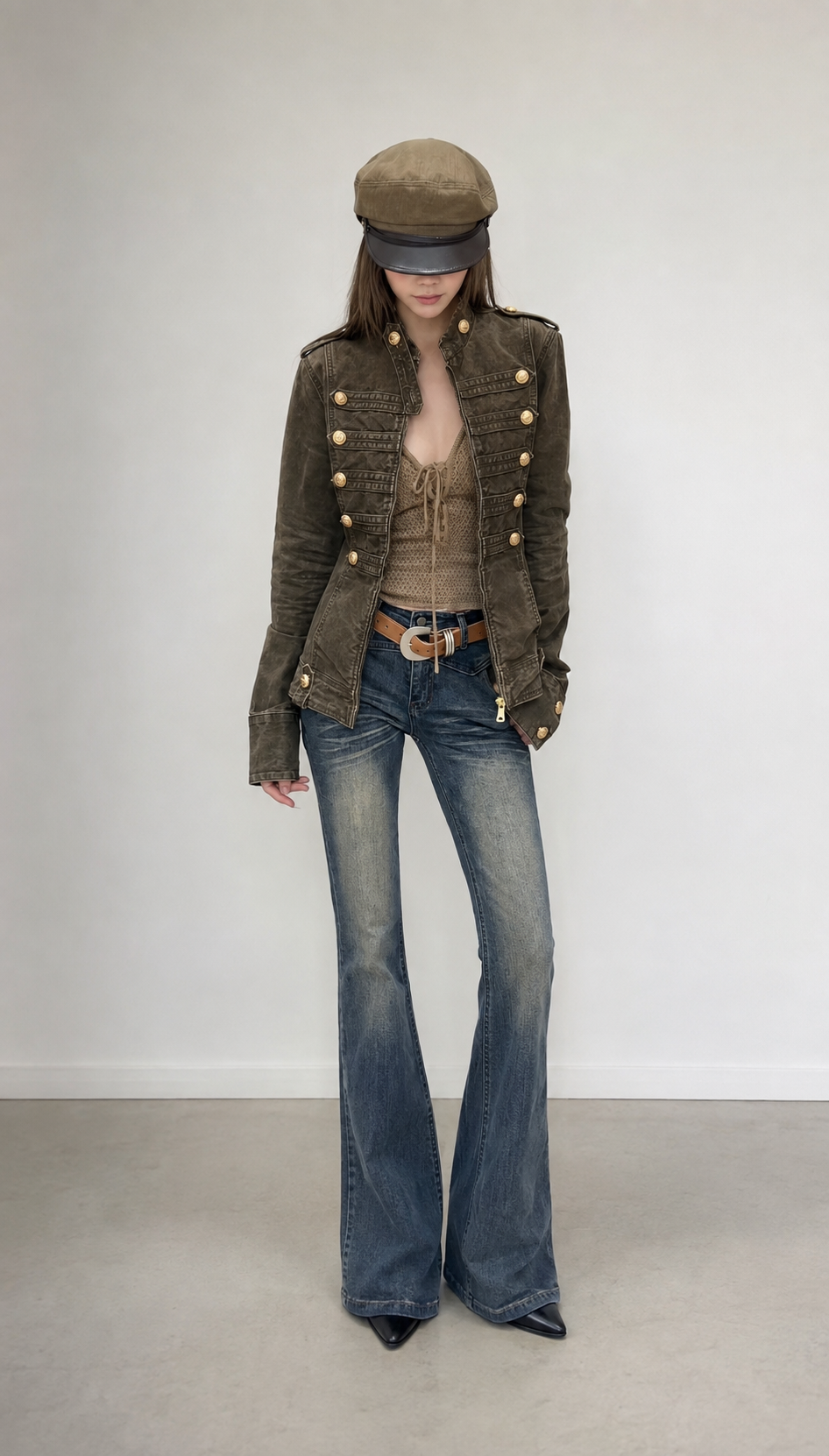 Hussar Epaulet Zip Jacket with Metal Button(2color)