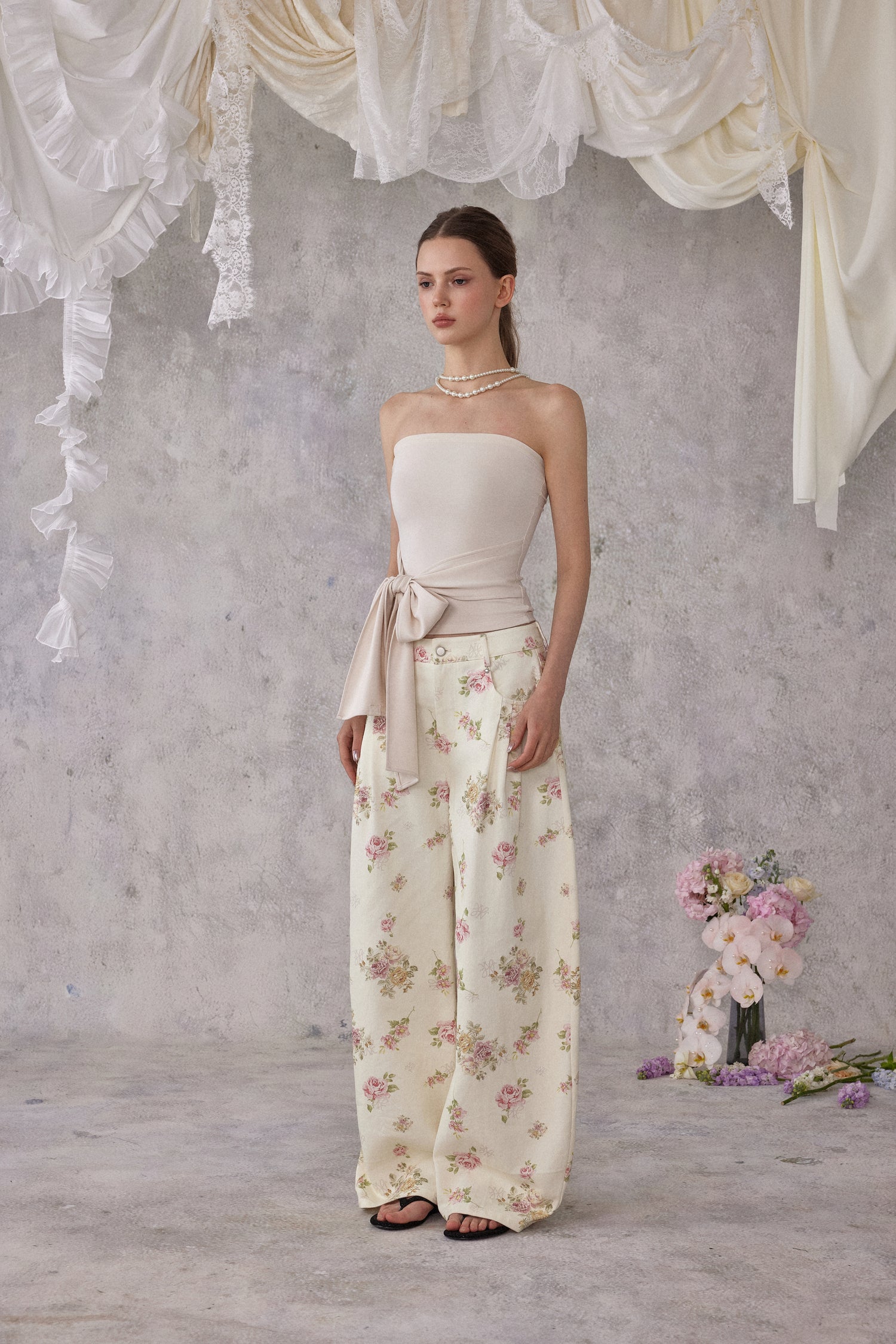 NOMEANSNO N166 Floral denim pants