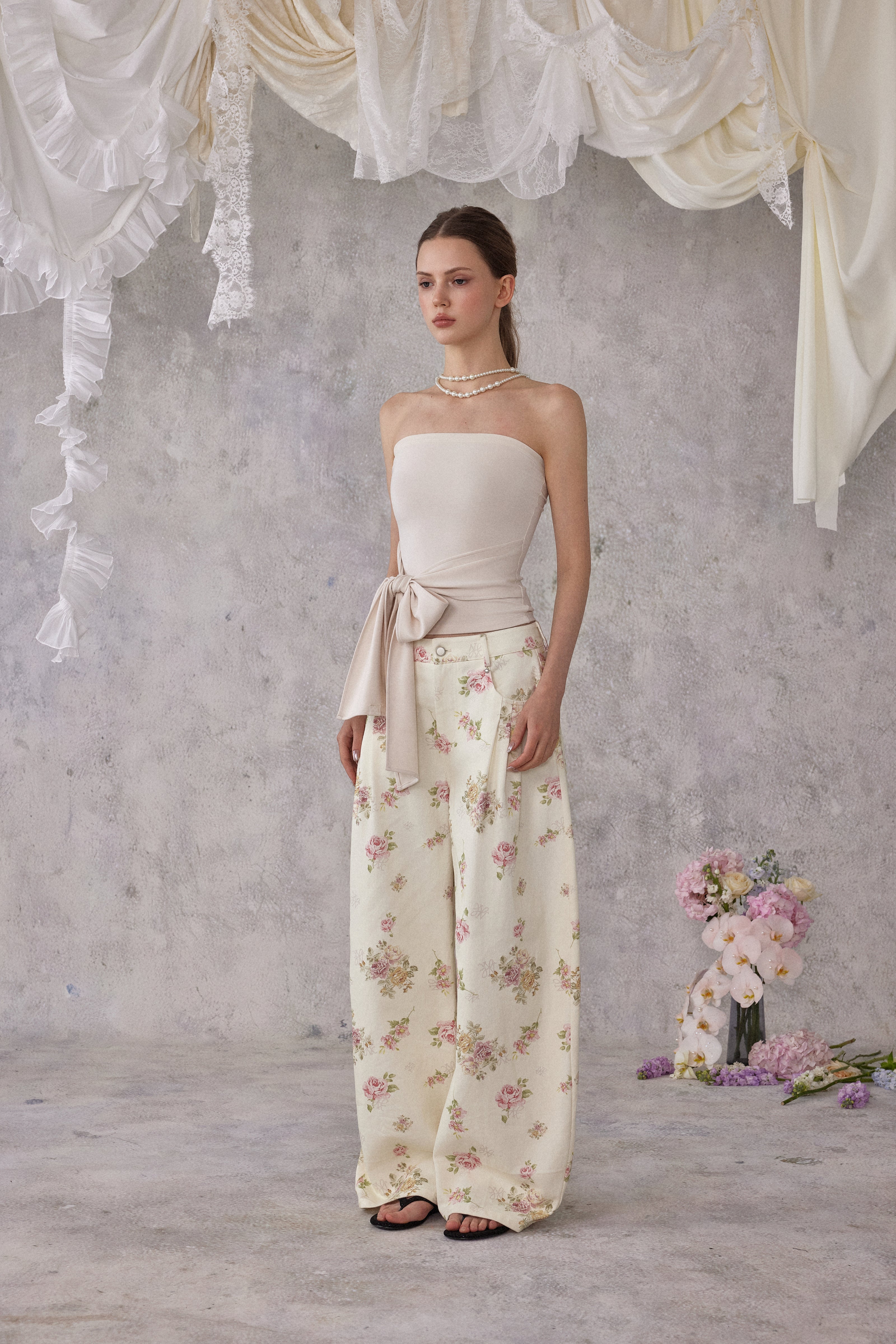 NOMEANSNO N166 Floral denim pants