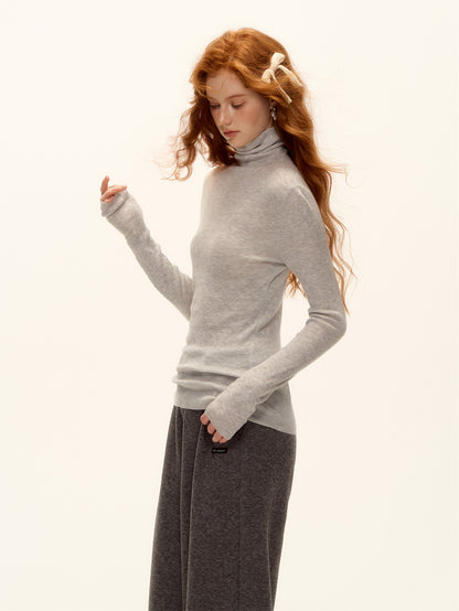 AsGony ASG25512 Wool high neck knitted versatile base sweater
