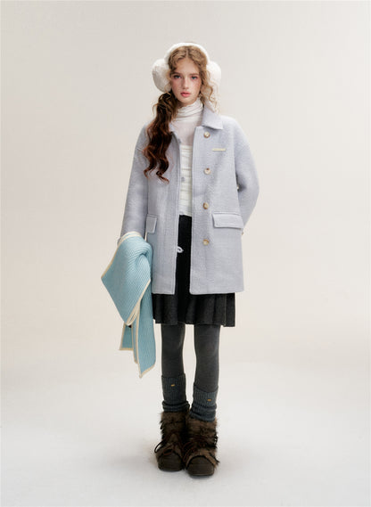 16DEWS 16D25488 Light blue woolen coat