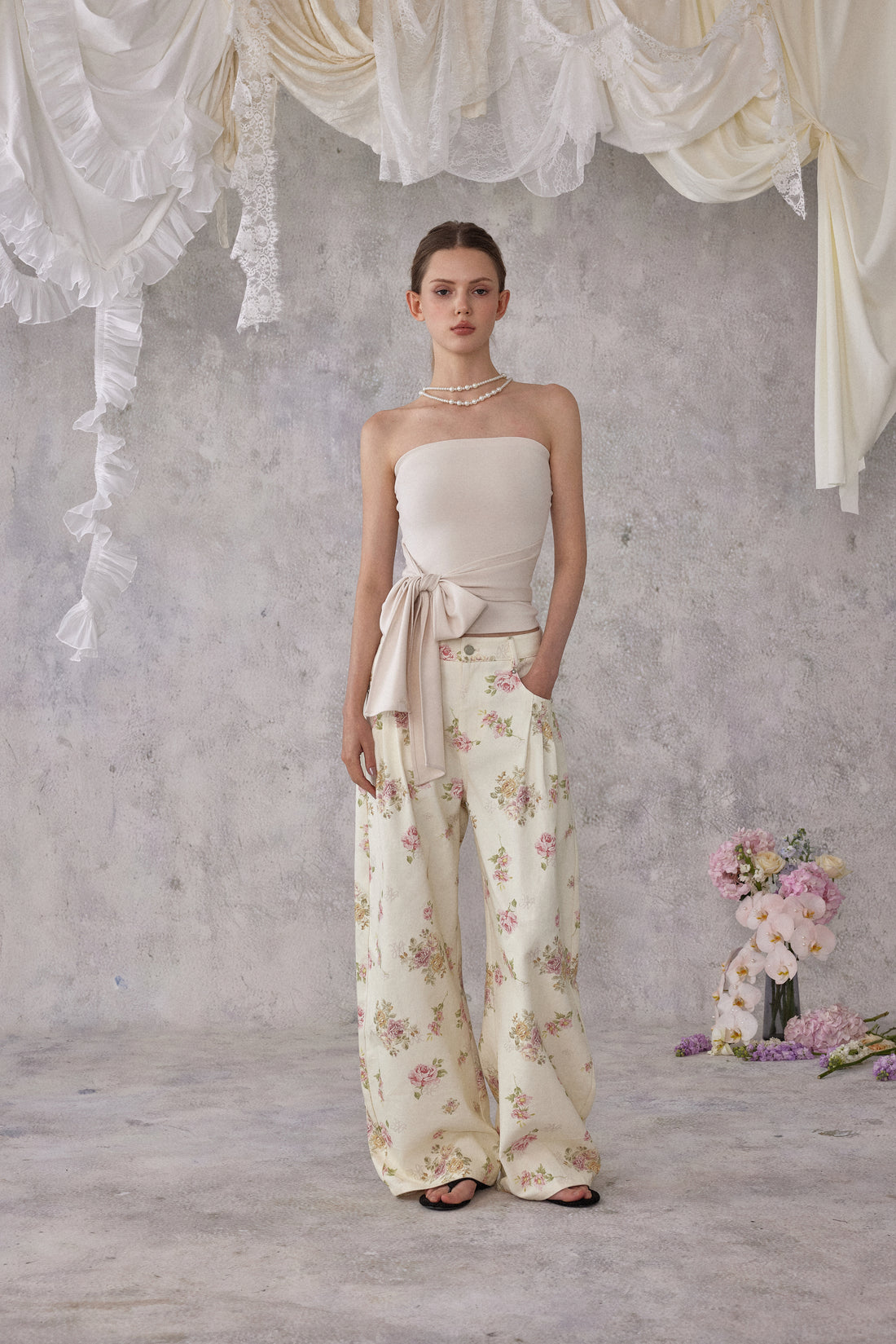 NOMEANSNO N171 Strapless tie up top (2color)