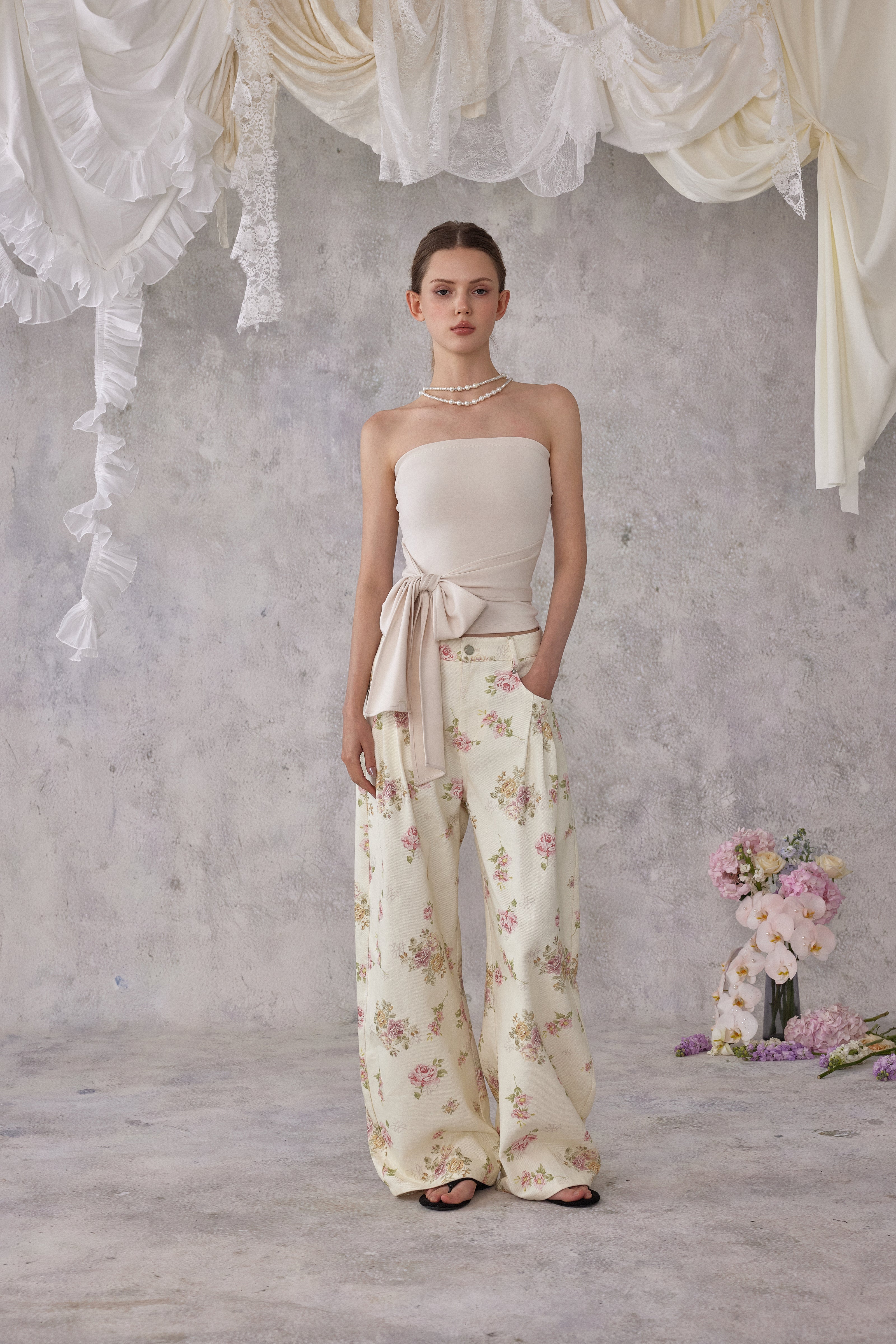 NOMEANSNO N171 Strapless tie up top (2color)