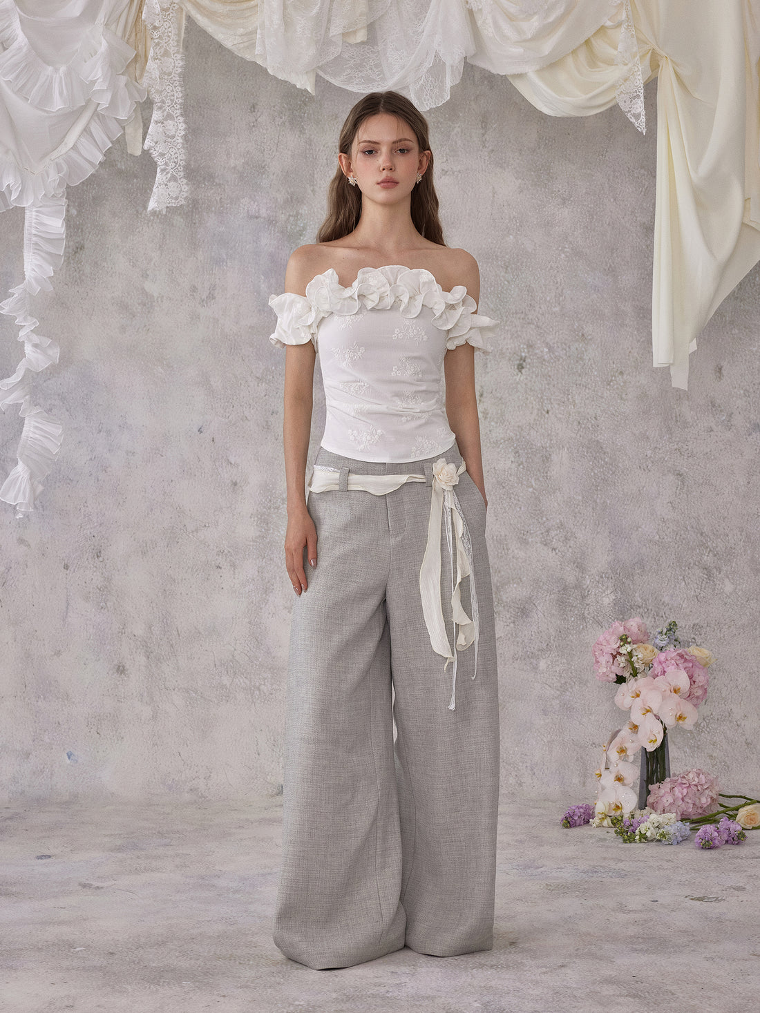 NOMEANSNO N188 White off-shoulder top