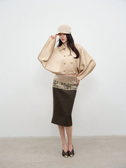 NONCESTNON N378 Lace Panelled Midi Skirt