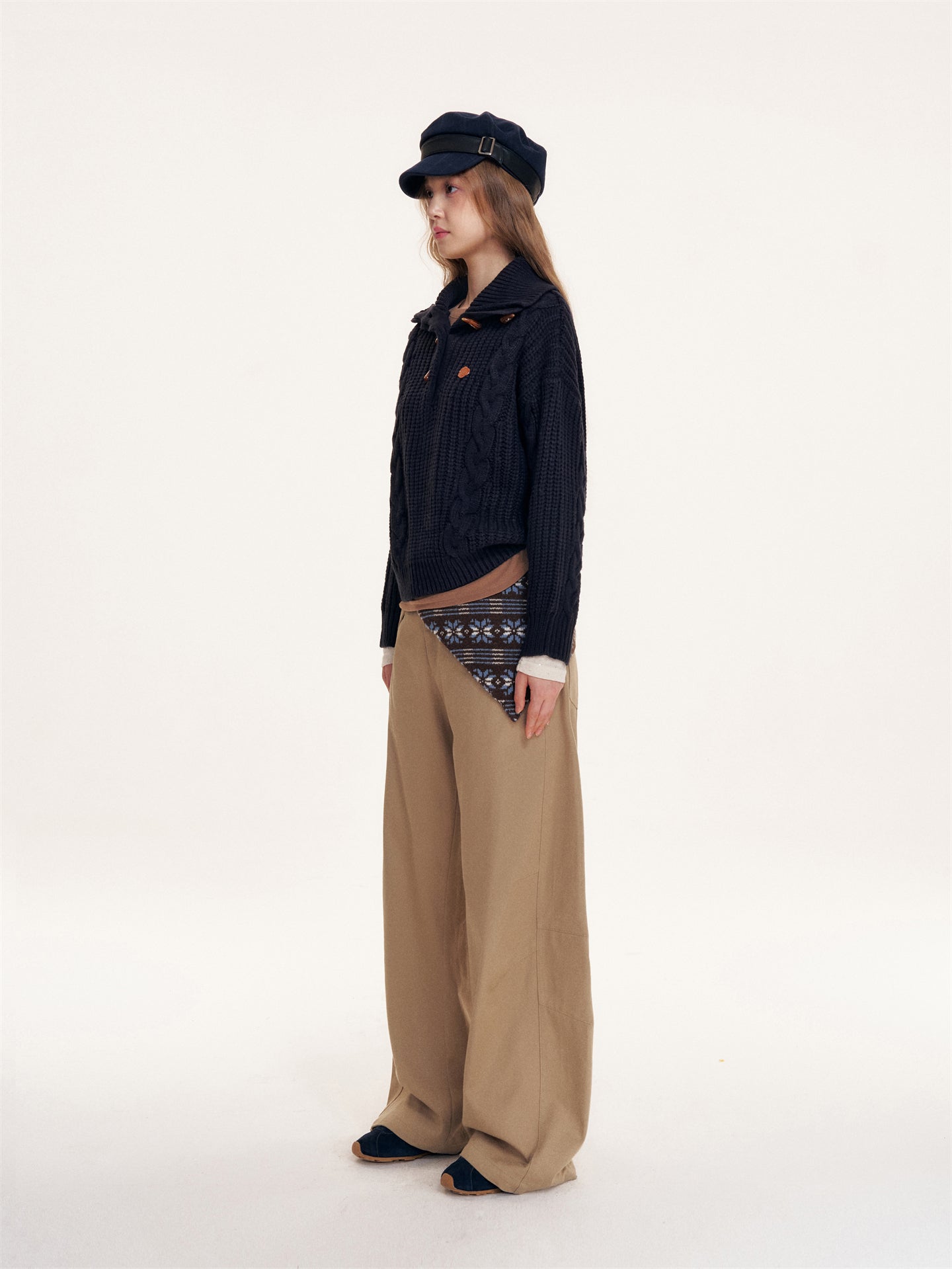 16DEWS 16D25385 Twisted coarse needle pullover sweater