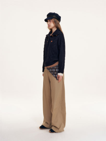 16DEWS 16D25385 Twisted coarse needle pullover sweater