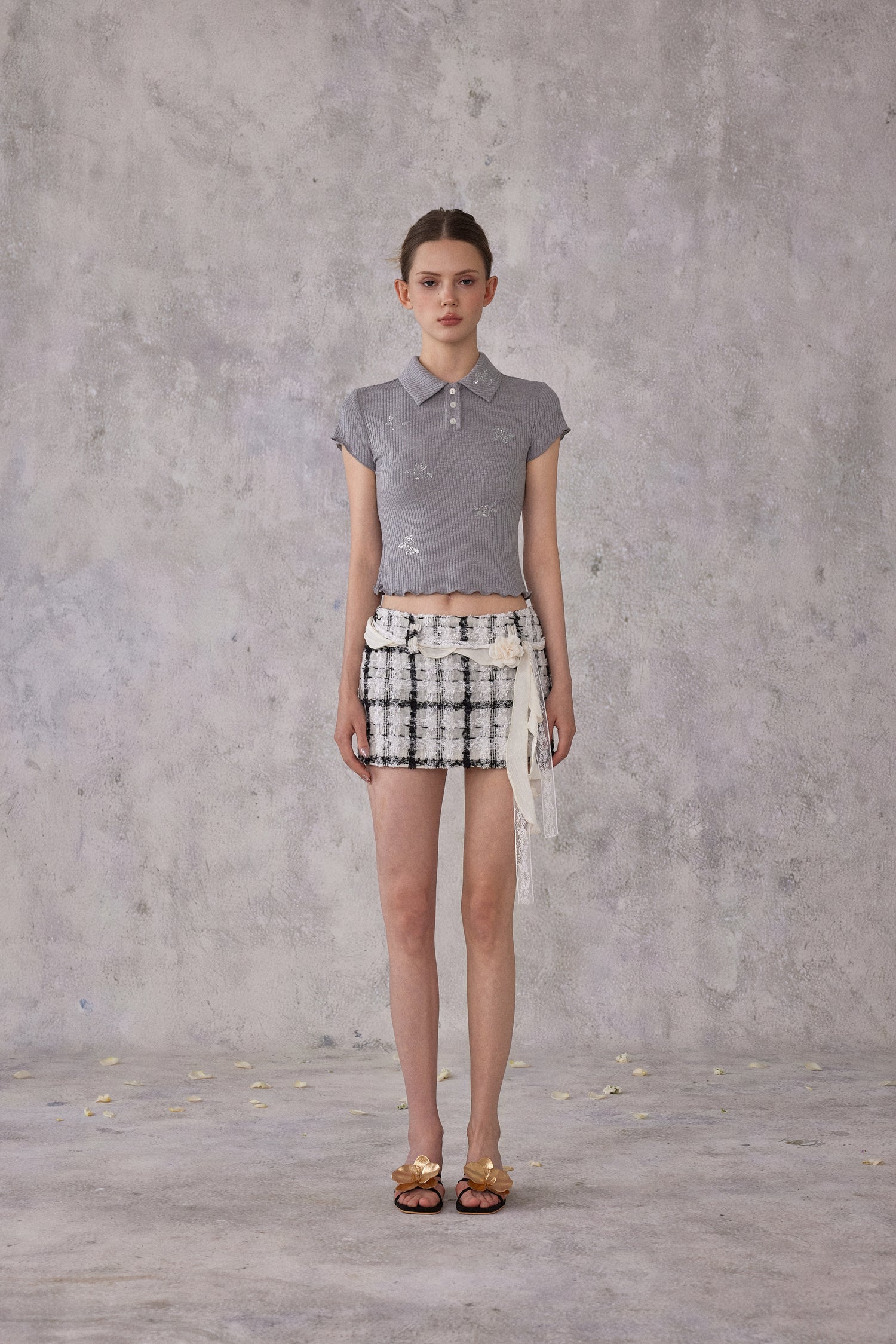 NOMEANSNO N181 Black and white checkered skirt