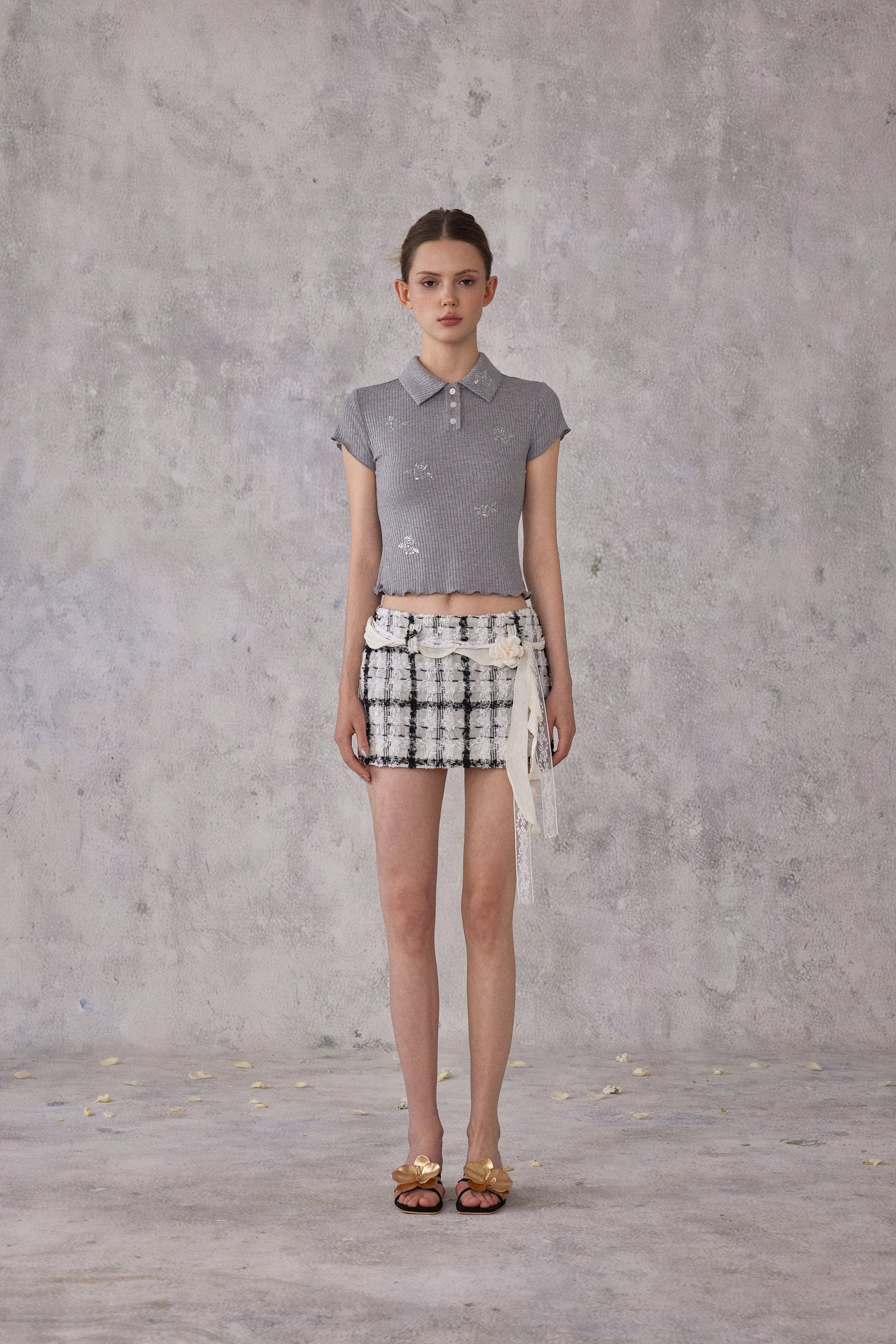 NOMEANSNO N181 Black and white checkered skirt