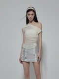 NOMEANSNO Satin Ruffled Hem Beaded Skirt