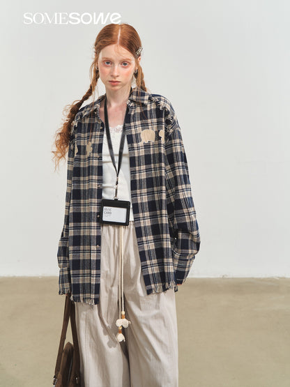 SOMESOWE S2508205 Fun fringe plaid shirt