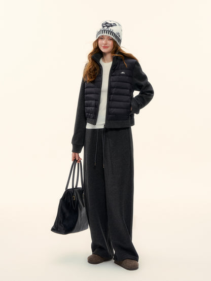 AsGony ASG25611&amp;ASG25584 Splicing stand up collar pork rib down jacket + pants