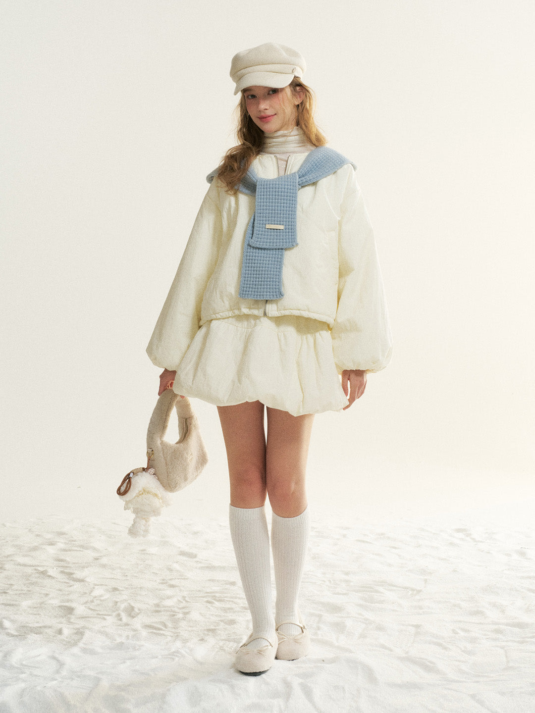 16DEWS 16D25536 Round neck cotton jacket + A-line skirt two-piece set