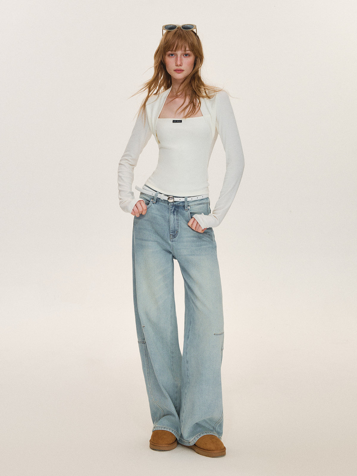 Asgony ASG26612 Faux-Layered Long-Sleeve Top