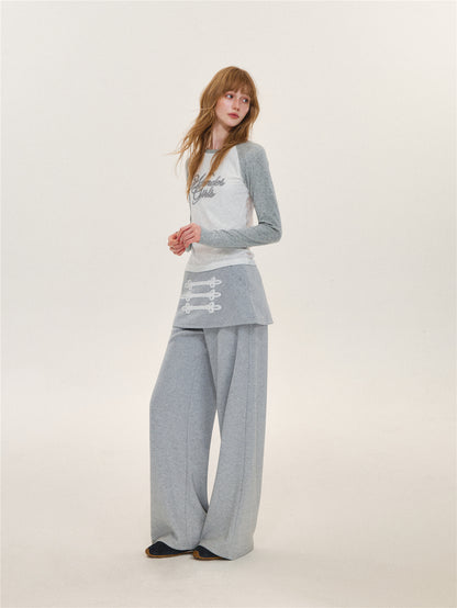Asgony ASG26632 &amp; ASG26633 Hoodie Jacket &amp; Faux Layered Low-Rise Sweatpants