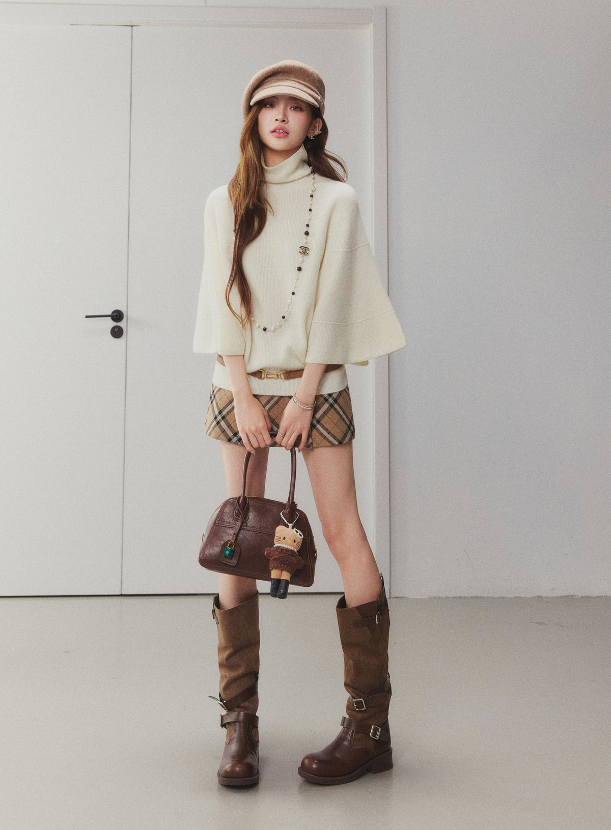 OTEBANBASS Ote260906 Turtleneck Wool Poncho Knit