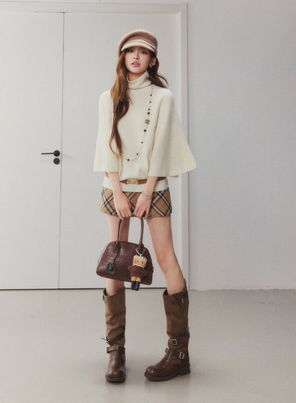 OTEBANBASS Ote260906 Turtleneck Wool Poncho Knit