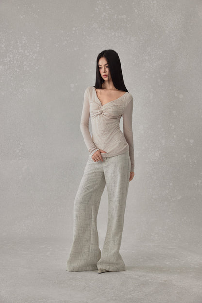 NONCESTNON N251 Lace knot long sleeved top