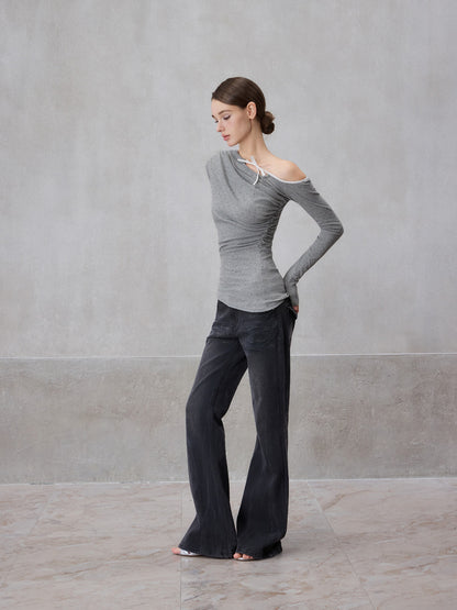 NONCESTNON N321 Colorful diamond off shoulder top