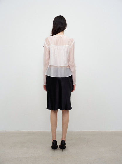 NONCESTNON N371 White Sheer Blouse
