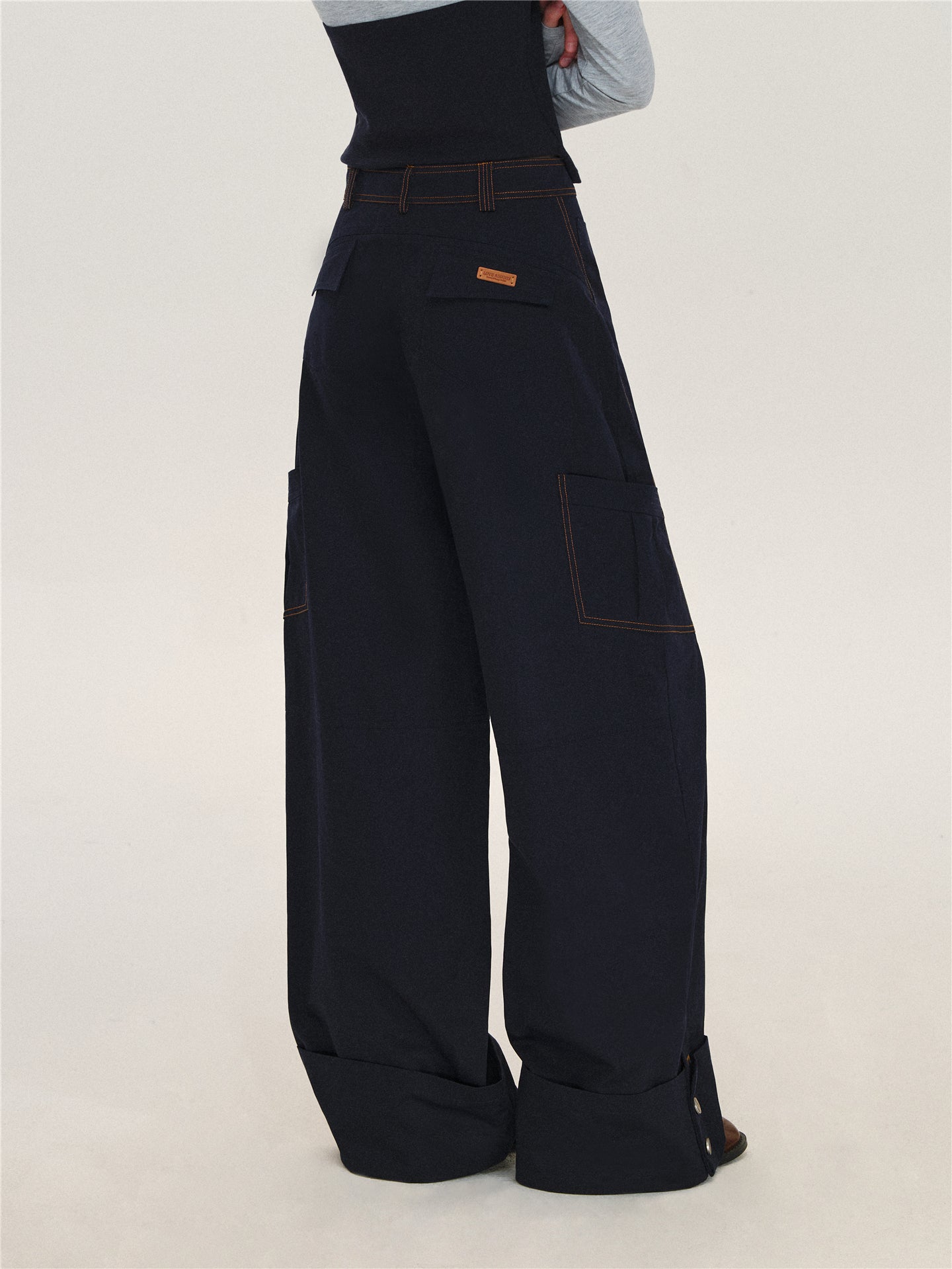 Asgony ASG26580 Relaxed-Fit Plaid Cargo Pants with Overskirt