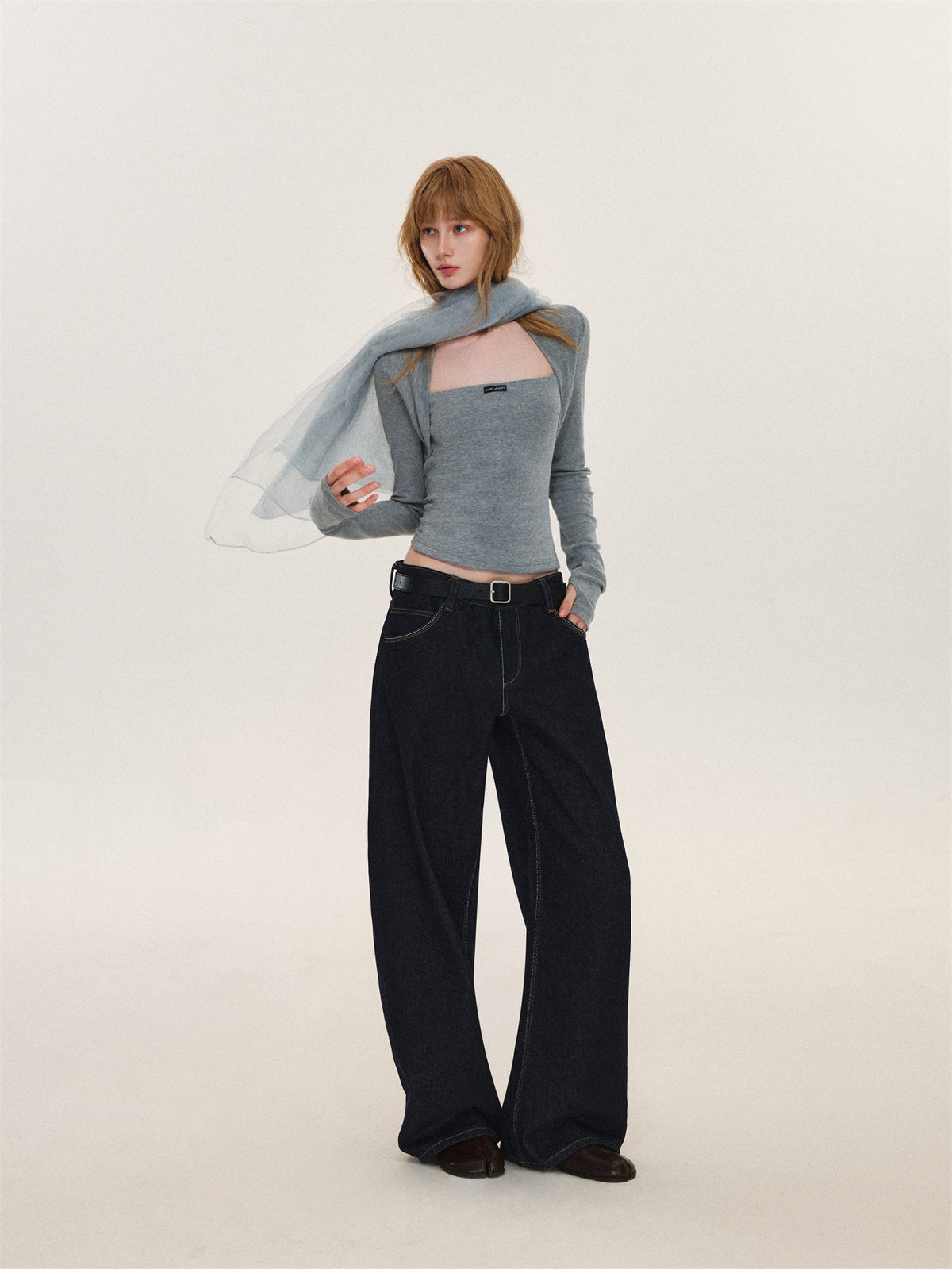 Asgony ASG26612 Faux-Layered Long-Sleeve Top